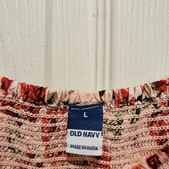 NWOT Old Navy Womans L floral Summer Smocked Dress Balloon Sleeve Swing Midi - Picture 7 of 10